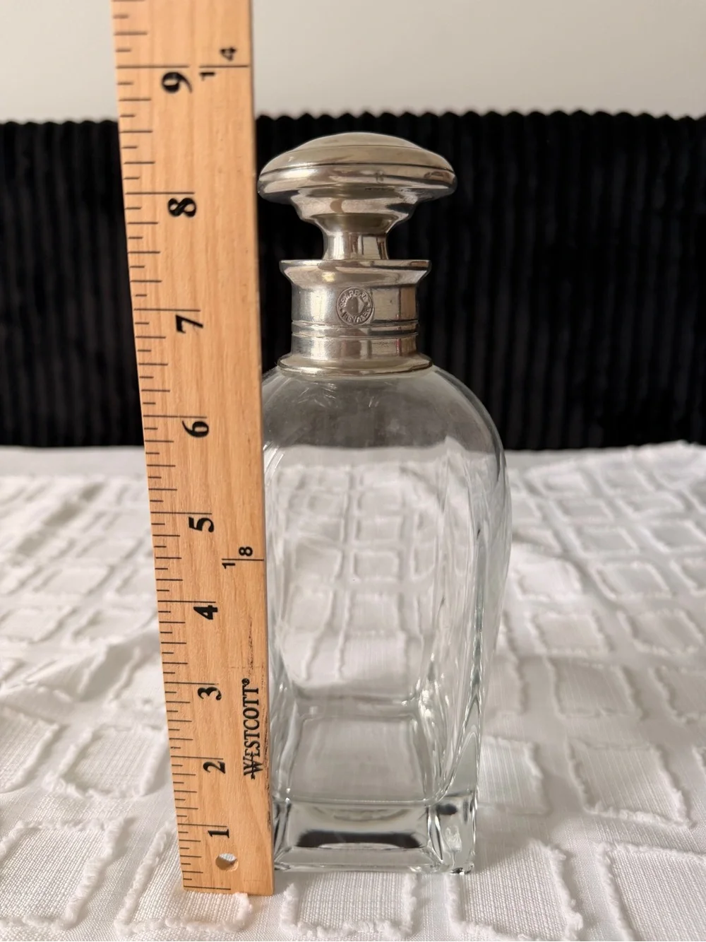 Pottery Barn, 70CL Heavy Glass Decanter, 95% Real Pewter, Thailand, 2lb 6oz